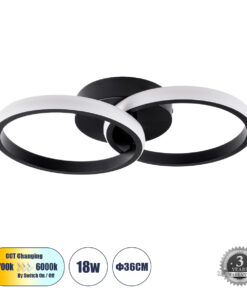 GloboStar® GLOBOSTAR® CORA 61058 Μοντέρνο Φωτιστικό Οροφής LED 18W 2160lm 300° AC 220-240V IP20 Ρυθμιζόμενο Λευκό CCT με On/Off 2700K/4500K/6000K - Lumileds SMD Chip - Μαύρο Ματ - Μ36 x Π20.5 x Υ7cm - 3 Χρόνια Εγγύηση