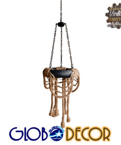GloboStar® GLOBOSTAR® RUNNER 01115 Vintage Κρεμαστό Φωτιστικό Οροφής με Ντουί 6 x E27 AC 220-240V IP20 - Μαύρο & Μπεζ - Μ45 x Π45 x Υ60cm