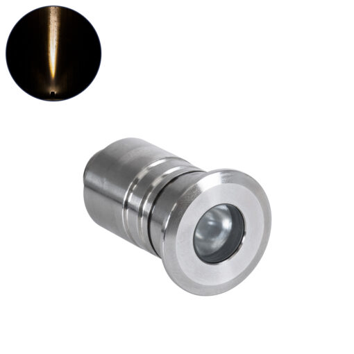 GloboStar® GLOBOSTAR® UNDERWATER-DANI 90410 Υποβρύχιο Χωνευτό Σποτ για Σιντριβάνια/Πισίνες LED 1W 90lm 5° DC 24V Αδιάβροχο IP68 Θερμό Λευκό 2700K Dimmable - Ανοξείδωτο Ατσάλι 304 - Φ3 x Υ5cm / Q2.4cm - 3 Χρόνια Εγγύηση