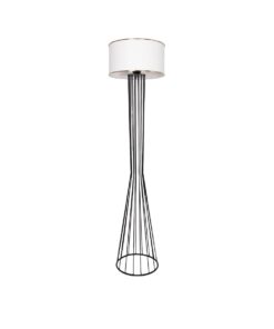 GloboStar® GloboStar® NOVA 201-0036 Μοντέρνο Επιδαπέδιο Φωτιστικό 1 x E27 IP20 Μαύρο Μεταλλό με Λευκό Ύφασμα - Μ36 x Π36 x Υ148cm
