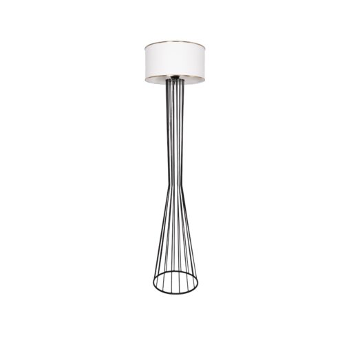 GloboStar® GloboStar® NOVA 201-0036 Μοντέρνο Επιδαπέδιο Φωτιστικό 1 x E27 IP20 Μαύρο Μεταλλό με Λευκό Ύφασμα - Μ36 x Π36 x Υ148cm