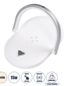 GloboStar® GloboStar® ECLIPSE 76559 Επιτραπέζιο Φωτιστικό Πορτατίφ LED 15W 1200lm 180° AC 220-240V IP20 Φυσικό Λευκό 4500K Dimmable Λευκό Πλαστικό - Μ17 x Π13 x Υ10cm - 2 Xρόνια Εγγύηση