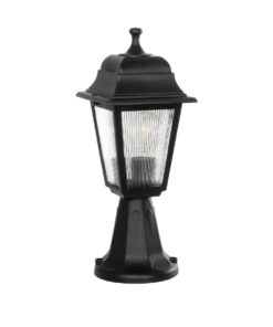 GloboStar® GloboStar® SOLME 203-0210 Vintage Επιδαπέδιο Φωτιστικό Φαναράκι Μονόφωτο 1 x E27 IP44 Μαύρο & Διάφανο Πλαστικό - Μ22 x Π22 x Υ40cm