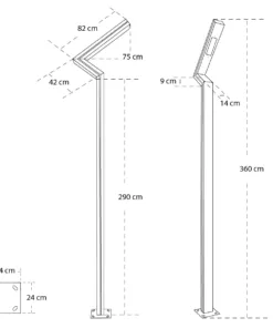 GLOBOSTAR® ZAPOPAN 90838 Φωτιστικό Urban Light Πλατείας/Πάρκου LED 30W 4080lm 120° AC 220-240V Αδιάβροχο IP65 IK09 Φυσικό Λευκό 5000K - LUMILEDs SMD Chip & MEANWELL Driver - Γκρι Ανθρακί - Μ75 x Π14 x Υ360cm - 5 Χρόνια Εγγύηση 16 12113 9