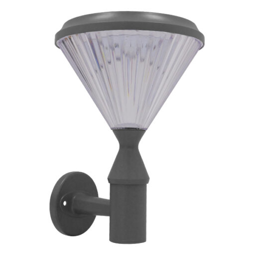 GloboStar® GLOBOSTAR® SOLARTIS 12125 Φωτιστικό Κολωνάκι Κήπου LED 10W 1000lm 180° με Ενσωματωμένο Φωτοβολταϊκό Panel 6V 5W & Επαναφορτιζόμενη Μπαταρία Li-ion 3.2V 6000mAh με Αισθητήρα Ημέρας-Νύχτας Αδιάβροχο IP65 Ψυχρό Λευκό 6000K - Γκρι Ανθρακί - Μ26 x Π26 x Υ37cm - 2 Χρόνια Εγγύηση