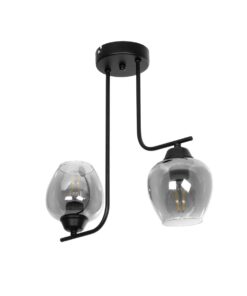 GloboStar® GloboStar® GLOSSA 201-0091 Vintage Φωτιστικό Οροφής Μπάλα Δίφωτο 2 x E27 IP20 Μαύρο Μέταλλο με Μαύρο Φιμέ Γυαλί - Μ40 x Π15 x Υ17cm