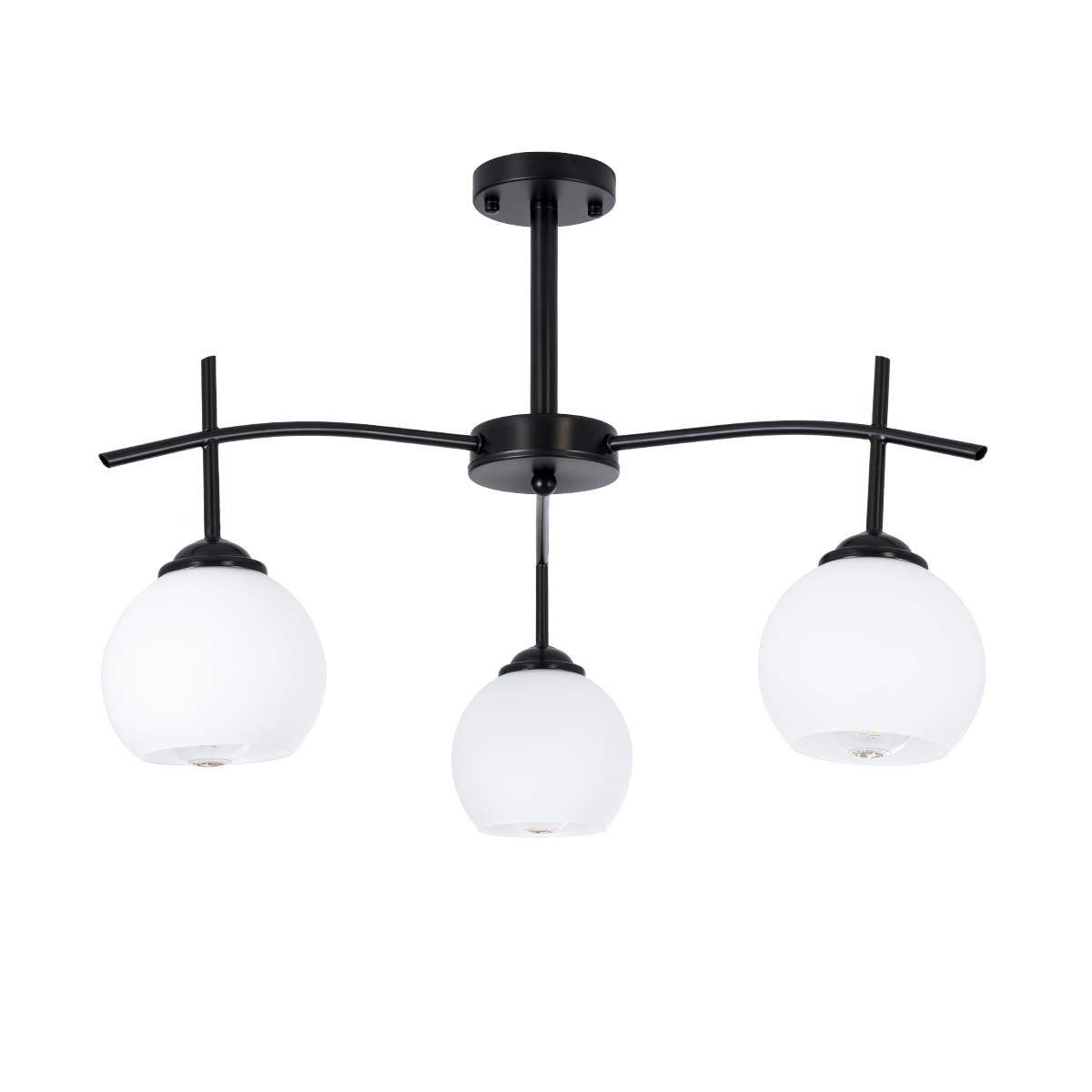 GloboStar® LUNA 01087 Μοντέρνο Φωτιστικό Οροφής Μπάλα Τριφωτο 3 x E27 IP20 Μαύρο Μέταλλο με Λευκό Γυαλί - Μ45 x Π45 x Υ40cm 3 GloboStar® GloboStar® LUNA 01087 Μοντέρνο Φωτιστικό Οροφής Μπάλα Τριφωτο 3 x E27 IP20 Μαύρο Μέταλλο με Λευκό Γυαλί - Μ45 x Π45 x Υ40cm