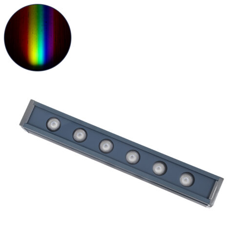 GloboStar® GLOBOSTAR® WASHER-VAIA 90184 Μπάρα Φωτισμού Wall Washer LED 6W 510lm 30° DC 24V Αδιάβροχο IP65 Πολύχρωμο RGBW Dimmable DMX512 - Γκρι Ανθρακί - Μ30 x Π4 x Υ5cm - 3 Χρόνια Εγγύηση