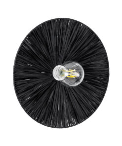 GloboStar® GloboStar® COLOMBO 02279 Boho Επιτοίχιο Φωτιστικό Απλίκα Μονόφωτο 1 x E27 IP20 Μαύρη Raffia - Μ40 x Π40 x Υ9cm