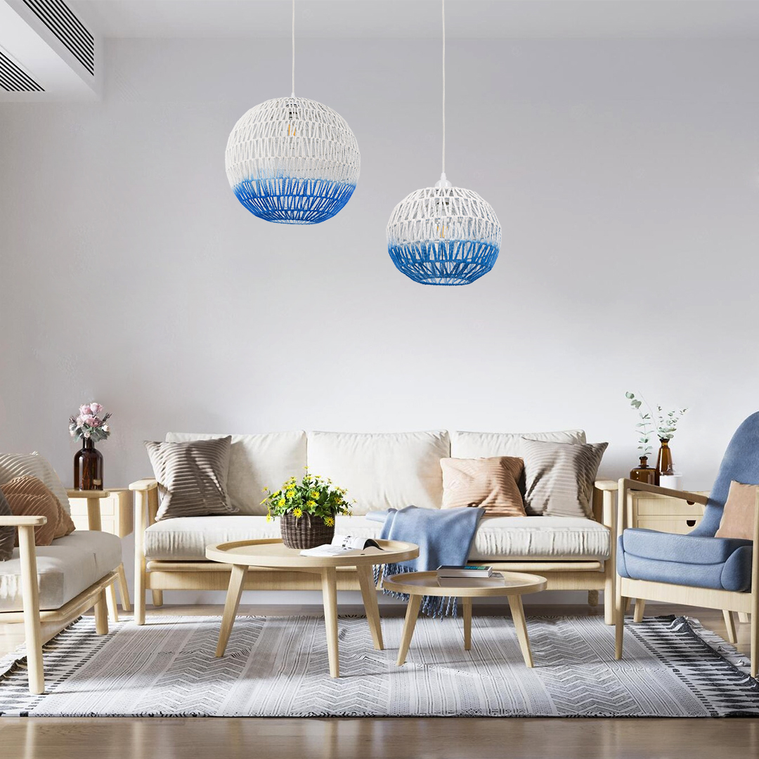 GLOBOSTAR® SANTOR 00729 Boho Κρεμαστό Φωτιστικό Οροφής με Ντουί 1 x E27 AC 220-240V IP20 - Λευκό & Μπλε - Μ50 x Π50 x Y50cm 11 GLOBOSTAR® SANTOR 00729 Boho Κρεμαστό Φωτιστικό Οροφής με Ντουί 1 x E27 AC 220-240V IP20 - Λευκό & Μπλε - Μ50 x Π50 x Y50cm - Image 9