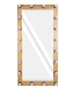 Alternative view of GloboStar® MAKEUP MIRROR-160x80-1 Μοντέρνος Καθρέπτης Μακιγιάζ με Πλαίσιο Φυσικού Ξύλου με Διακόπτη On/Off 20 x E27 AC220-240V - Μ80 x Π7 x Υ160cm - Μπεζ Δρυς