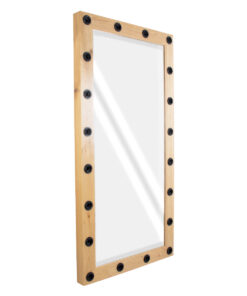 GloboStar® MAKEUP MIRROR-160x80-1 Μοντέρνος Καθρέπτης Μακιγιάζ με Πλαίσιο Φυσικού Ξύλου με Διακόπτη On/Off 20 x E27 AC220-240V - Μ80 x Π7 x Υ160cm - Μπεζ Δρυς 14 160x80 5