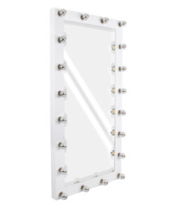 GloboStar® GloboStar® MAKEUP MIRROR-160x80-4 Μοντέρνος Καθρέπτης Μακιγιάζ με Πλαίσιο Φυσικού Ξύλου με Διακόπτη On/Off 20 x E27 AC220-240V - Μ80 x Π7 x Υ160cm - Λευκή Λάκα