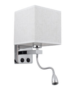 GloboStar® GLOBOSTAR® ELEGANT 01495 Μοντέρνο Φωτιστικό Τοίχου - Απλίκα Ξενοδοχείου Reading Light με Ντουί 1 x E27 LED 3W 360lm 36° AC 220-240V IP20 Θερμό Λευκό 2700K - Bridgelux COB Chip - Χρώμιο & Λευκό - Μ17 x Π21 x Υ43cm - 2 Χρόνια Εγγύηση