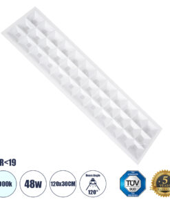 GloboStar® GloboStar® ZEUS 60971 Χωνευτό LED Panel 120x30cm 48W 7440lm 120° CRI≥86Ra UGR<19 Anti-Glare Shield Diffuser AC 220-240V IP44 Μ60 x Π60 x Υ3.3cm - Ψυχρό Λευκό 6000K - Bridgelux High Lumen Chips - TÜV Certified Driver - 5 Years Warranty
