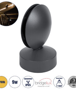 GloboStar® GloboStar® ZERODA 60597 Φωτιστικό Τοίχου - Απλίκα Αρχιτεκτονικού Φωτισμού Εσωτερικού/Εξωτερικού Χώρου LED 9W 1035lm 1° x 360° AC 220-240V Αδιάβροχο IP65 Μ11 x Π10 x Υ16cm - Θερμό Λευκό 2700K - Γκρι Ανθρακί - Bridgelux Chip - 3 Years Warranty