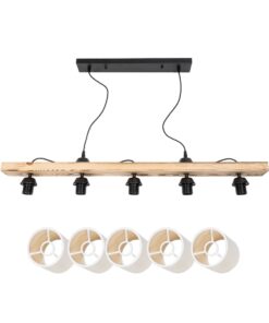 GLOBOSTAR® CUP 203-0054 Vintage Κρεμαστό Φωτιστικό Οροφής με Ντουί 5 x E27 AC 220-240V IP20 - Μπεζ & Λευκό - Μ100 x Π14 x Υ24cm 19 17b7ff 203 0054 9