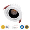 GloboStar® GloboStar® LEO-R 60283 Χωνευτό LED Spot Downlight TrimLess Φ8.5cm 10W 1250lm 38° AC 220-240V IP20 Φ8.5 x Υ6.6cm - Στρόγγυλο - Κινούμενο - Λευκό με Μαύρο Κάτοπτρο & Anti-Glare HoneyComb - Θερμό Λευκό 2700K - Bridgelux COB - 5 Years Warranty