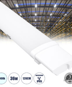 GloboStar® GloboStar® 60164 LED Γραμμικό Βιομηχανικό Φωτιστικό Tri-Proof 120cm 36W 4058lm 120° AC 220-240V Αδιάβροχο IP65 Μ120 x Π6 x Υ4cm Ψυχρό Λευκό 6000K - 3 Χρόνια Εγγύηση