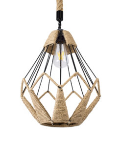 GloboStar® GLOBOSTAR® CONICAL 01617 Vintage Κρεμαστό Φωτιστικό Οροφής με Ντουί 1 x E27 AC 220-240V IP20 - Μαύρο & Μπεζ - Μ30 x Π30 x Υ40cm