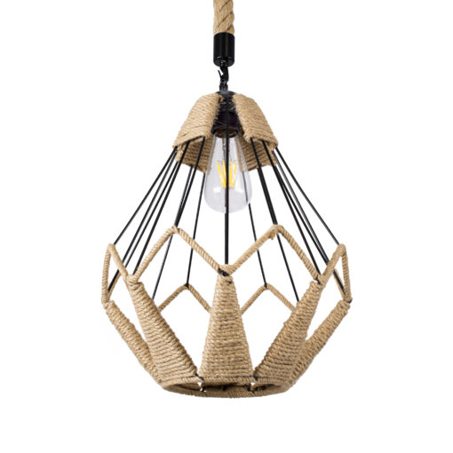 GloboStar® GLOBOSTAR® CONICAL 01617 Vintage Κρεμαστό Φωτιστικό Οροφής με Ντουί 1 x E27 AC 220-240V IP20 - Μαύρο & Μπεζ - Μ30 x Π30 x Υ40cm