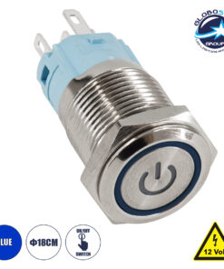 GLOBOSTAR® BUTTON 70783 Φωτιζόμενος Χωνευτός Διακόπτης On/Off LED DC 12V 1 x 3A 690W Max Αδιάβροχο IP65 Μπλε - Μ1.8 x Π1.8 x Υ2cm 9 1905ab 70783 1