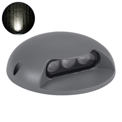 GloboStar® GLOBOSTAR® STEP-LUNA 90623 Αρχιτεκτονικό Φωτιστικό Διαδρόμου/Σκαλοπατιού LED 3W 345lm 10° DC 24V Αδιάβροχο IP65 Φυσικό Λευκό 4500K Dimmable - Γκρι Ανθρακί - Φ12 x Υ3cm - 3 Χρόνια Εγγύηση
