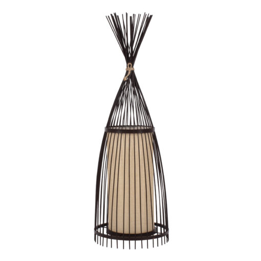 GloboStar® GLOBOSTAR® AZORES 01754 Boho Επιδαπέδιο Φωτιστικό με Ντουί 1 x E27 AC 220-240V IP20 - Καφέ & Μπεζ - Μ30 x Π30 x Υ90cm