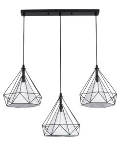GloboStar® GLOBOSTAR® EIFFEL 61569 Vintage Κρεμαστό Φωτιστικό Οροφής με Ντουί 3 x E27 AC 220-240V IP20 - Μαύρο & Λευκό - Μ68 x Π25 x Υ130cm