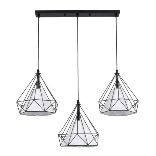 GloboStar® GLOBOSTAR® EIFFEL 61569 Vintage Κρεμαστό Φωτιστικό Οροφής με Ντουί 3 x E27 AC 220-240V IP20 - Μαύρο & Λευκό - Μ68 x Π25 x Υ130cm
