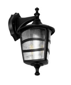 GloboStar® GloboStar® ZARDIN 203-0206 Vintage Επιτοίχιο Φωτιστικό Φαναράκι Μονόφωτο 1 x E27 IP44 Μαύρο Πλαστικό - Μ17 x Π22 x Υ30cm