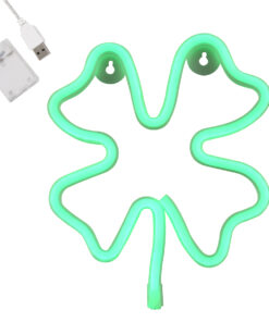 GloboStar® GloboStar® 78572 Φωτιστικό Ταμπέλα Φωτεινή Επιγραφή NEON LED Σήμανσης FOUR LEAF CLOVER 5W με Καλώδιο Τροφοδοσίας USB - Μπαταρίας 3xAAA (Δεν Περιλαμβάνονται) - Πράσινο