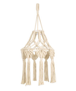 GloboStar® GloboStar® 36201 MOROCCO Boho Καπέλο Φωτιστικού- Μακραμέ Πλεκτό Χειροποίητο Μπεζ Βαμβακερό Νήμα - Μ30 x Π30 x Υ70cm