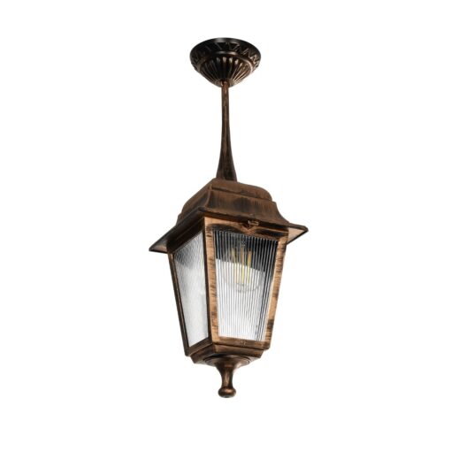 GloboStar® GloboStar® SOLME 203-0214 Vintage Κρεμαστό Φωτιστικό Φαναράκι Μονόφωτο 1 x E27 IP44 Χάλκινο Πλαστικό - Μ15 x Π15 x Υ27cm
