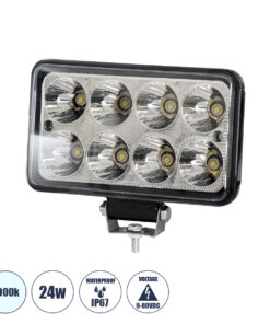 GloboStar® GloboStar® 85419 Vehicle & Forklift Work Lights - Φώτα Εργασίας για Οχήματα Περονοφόρα - Κλάρκ LED 24W DC 9-80V Αδιάβροχο IP67 Ψυχρό Λευκό 6000K Μ15.5 x Π9 x Υ5.5cm