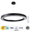 GloboStar® GLOBOSTAR® RA 61198 Μοντέρνο Κρεμαστό Φωτιστικό Οροφής LED 100W 11020lm 120° AC 220-240V IP20 Ρυθμιζόμενο Λευκό CCT με Χειριστήριο από 2700K έως 6000K Dimmable - Lumileds SMD Chip - Μαύρο - Μ120 x Π120 x Υ8cm - 3 Χρόνια Εγγύηση