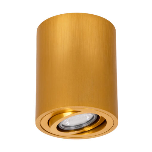 GloboStar® GloboStar® AKIRA 60620 Επιφανειακό Κινούμενο Στρόγγυλο Φωτιστικό Σποτ Αλουμινίου με Ντουί GU10 AC 220-240V IP44 Φ8 x Υ10cm - Χρυσό Βούρτσας