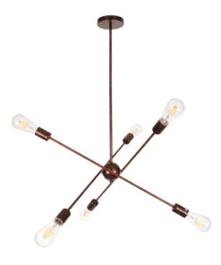 GloboStar® GloboStar® ZANE 00785 Μοντέρνο Φωτιστικό Οροφής Πλέγμα Πολύφωτο 6 x E27 IP20 Χάλκινο Μέταλλο - Μ70 x Π70 x Υ100cm