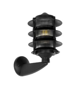 GloboStar® GloboStar® LANTERNA 203-0244 Μοντέρνο Επιτοίχιο Φωτιστικό Φαναράκι Μονόφωτο 1 x E27 IP44 Μαύρο Πλαστικό - Μ26 x Π23 x Υ30cm