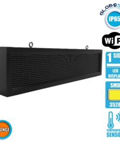 GloboStar® GLOBOSTAR®DISPLAY 90254 Κυλιόμενη Ψηφιακή Επιγραφή P10 Μονής Όψης LED AC 220-240V Αδιάβροχο IP65 Πορτοκαλί - WiFi Control μέσω FK APP - Αισθητήρας Θερμοκρασίας & Υγρασίας - Μ104 x Π9 x Υ24cm - 2 Χρόνια Εγγύηση