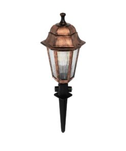 GloboStar® GloboStar® VITRO 203-0198 Vintage Καρφωτό Φωτιστικό Φαναράκι Μονόφωτο 1 x E27 IP44 Χάλκινο & Διάφανο Πλαστικό - Μ17 x Π17 x Υ55cm