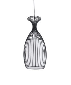 GloboStar® GLOBOSTAR® REA 01196 Μοντέρνο Κρεμαστό Φωτιστικό Οροφής με Ντουί 1 x E27 AC 220-240V IP20 - Μαύρο & Λευκό - Μ18 x Π18 x Υ43cm