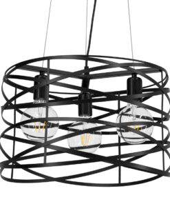 GloboStar® GLOBOSTAR® TOKEN 00855 Μοντέρνο Κρεμαστό Φωτιστικό Οροφής με Ντουί 3 x E27 AC 220-240V IP20 - Μαύρο - Μ43 x Π43 x Υ29cm