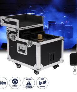 GloboStar® GloboStar® 51170 MERMAID Επαγγελματική Επιδαπέδια Μηχανή Double Haze Machine - Διπλού Εφέ Ομίχλης-Νέφωσης 600W AC 220V-240V DMX512 Display on Body & Ασύρματο Χειριστήριο σε Flight Case - Μαύρο - L49.5 x W38 x H45cm