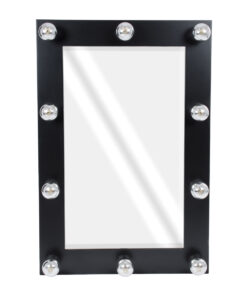 Alternative view of GloboStar® MAKEUP MIRROR-60x90-5 Μοντέρνος Καθρέπτης Μακιγιάζ με Πλαίσιο Φυσικού Ξύλου με Διακόπτη On/Off 10 x E27 AC220-240V - Μ60 x Π7 x Υ90cm - Μαύρος Έβενος