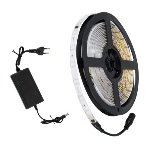 GloboStar® GloboStar® S-120001 Σετ Ταινία LED Digital Magic Strip IC3 5m 36W/5m 12V 30LED/m 5050 SMD 600lm/m 120° Αδιάβροχη IP65 με Ενσωματωμένα Προγράμματα Λειτουργίας και Τροφοδοτικό Κόκκινο