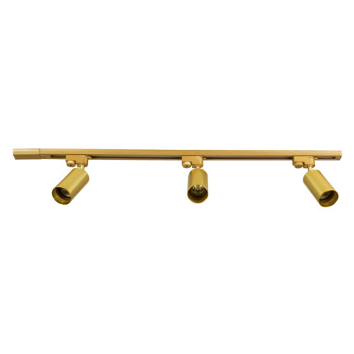 GloboStar® GloboStar® LEO 60359 Μοντέρνο Φωτιστικό Οροφής Ράγα Τρίφωτο 3 x GU10 IP20 Χρυσό Αλουμίνιο - Μ100 x Π6 x Υ20cm - 5 Χρόνια Εγγύηση