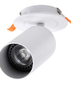 GloboStar® GloboStar® LEO 60351 Χωνευτό Κινούμενο Στρόγγυλο Φωτιστικό Σποτ Αλουμινίου με Ντουί GU10 AC 220-240V IP20 Φ9 x Υ17cm - Λευκό - 5 Years Warranty