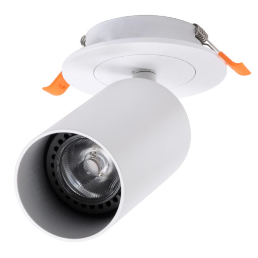GloboStar® GloboStar® LEO 60351 Χωνευτό Κινούμενο Στρόγγυλο Φωτιστικό Σποτ Αλουμινίου με Ντουί GU10 AC 220-240V IP20 Φ9 x Υ17cm - Λευκό - 5 Years Warranty