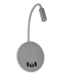 GloboStar® GLOBOSTAR® GOOSE 61694 Μοντέρνο Φωτιστικό Τοίχου - Απλίκα Ξενοδοχείου Reading Light με Φορτιστή USB 3A LED 6W 600lm 36° & 360° AC 220-240V IP20 Θερμό Λευκό 2700K - Bridgelux COB Chip & TÜV SÜD Driver - Γκρι Ανθρακί Ματ - Μ15.5 x Π22.5 x Υ30cm - 3 Χρόνια Εγγύηση
